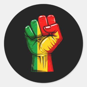 Sticker Rond Drapeau panafricain du poing de Black Power levé F