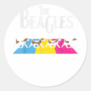 Sticker Rond Drapeau Pansexuel de la Parodie de chien Beagle