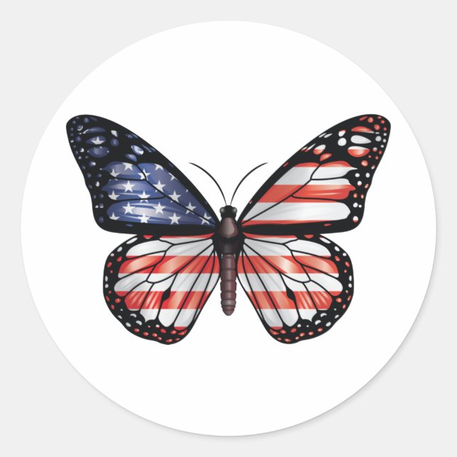 Sticker Rond Drapeau papillon américain (Devant)