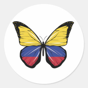Sticker Rond Drapeau papillon colombien