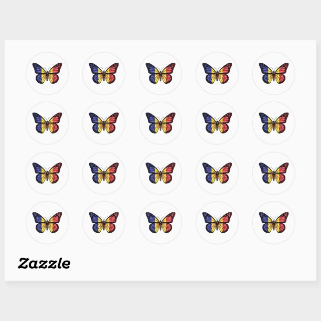 Sticker Rond Drapeau papillon d'Andorre (Feuille)