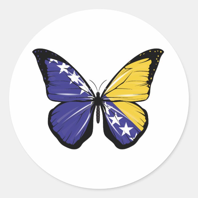 Sticker Rond Drapeau papillon de Bosnie-Herzégovine (Devant)