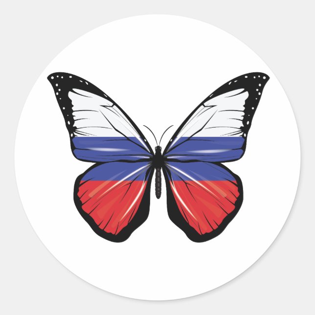Sticker Rond Drapeau papillon de Russie (Devant)
