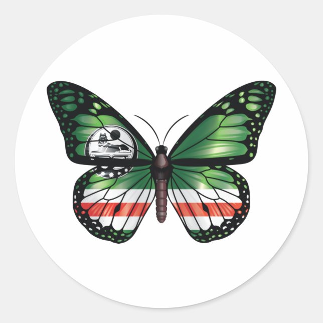 Sticker Rond Drapeau papillon de Tchétchénie (Devant)
