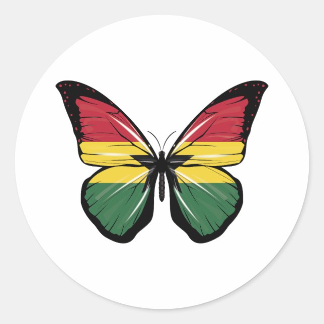Sticker Rond Drapeau papillon du Ghana (Devant)