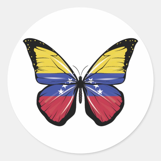 Sticker Rond Drapeau papillon du Venezuela (Devant)