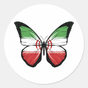 Sticker Rond Drapeau papillon iranien