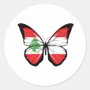 Sticker Rond Drapeau papillon libanais