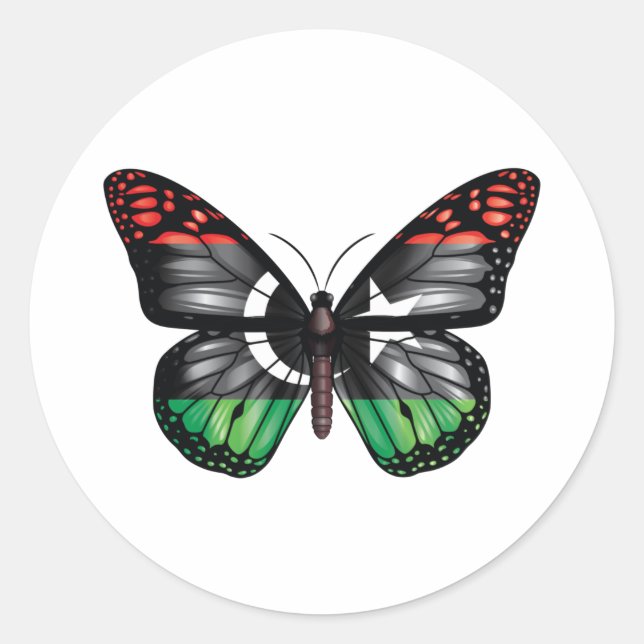 Sticker Rond Drapeau papillon libyen (Devant)