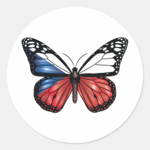 Sticker Rond Drapeau papillon tchèque