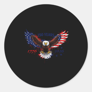 Sticker Rond drapeau patriotique aigle américain 250 ans 1776–2