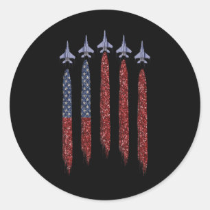 Sticker Rond Drapeau patriotique américain 4 juillet Fête de l'