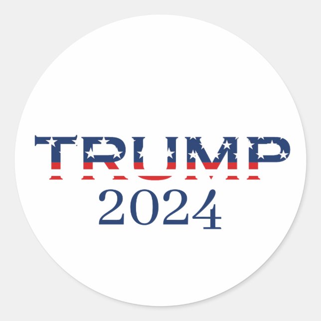 Sticker Rond Drapeau patriotique américain Donald Trump 2024 (Devant)