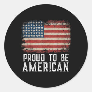 Sticker Rond Drapeau Patriotique Américain Fier D'Être Un Citoy