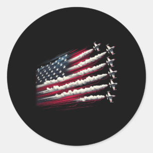 Sticker Rond Drapeau Patriotique Blanc Rouge Usa Bleu Fighter 4