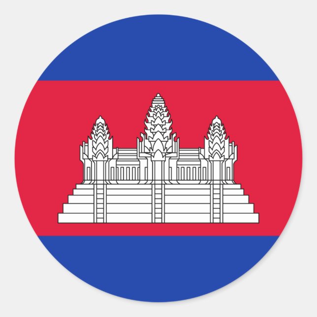 Sticker Rond Drapeau patriotique cambodgien (Devant)