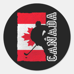 Sticker Rond Drapeau patriotique canadien de hockey