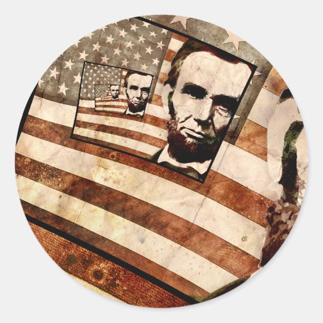 Sticker Rond Drapeau patriotique du président Abraham Lincoln (Devant)