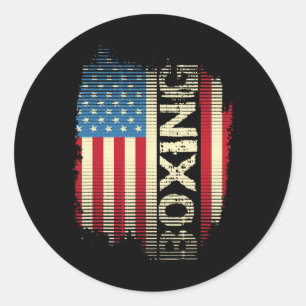 Sticker Rond Drapeau patriotique Usa Boxe Kickboxing Kickboxer 
