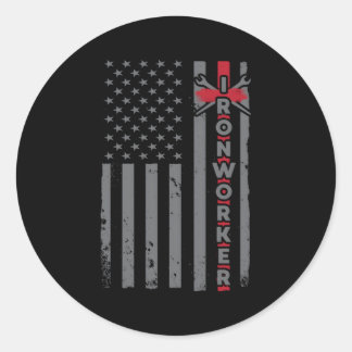 Sticker Rond Drapeau Patriotique Usa Iron-Working Us Sl W