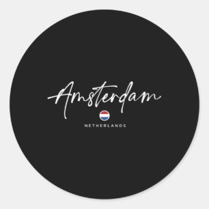 Sticker Rond Drapeau Pays-Bas d'Amsterdam