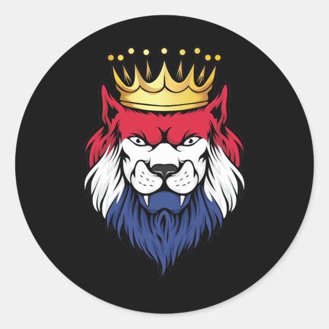 Sticker Rond Drapeau Pays-Bas Lion King (Devant)