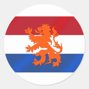 Sticker Rond Drapeau Pays-Bas Rampant lion Pays-Bas