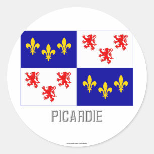 Sticker Rond Drapeau Picardie avec nom