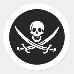 Sticker Rond Drapeau pirate