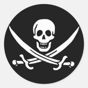 Sticker Rond Drapeau pirate