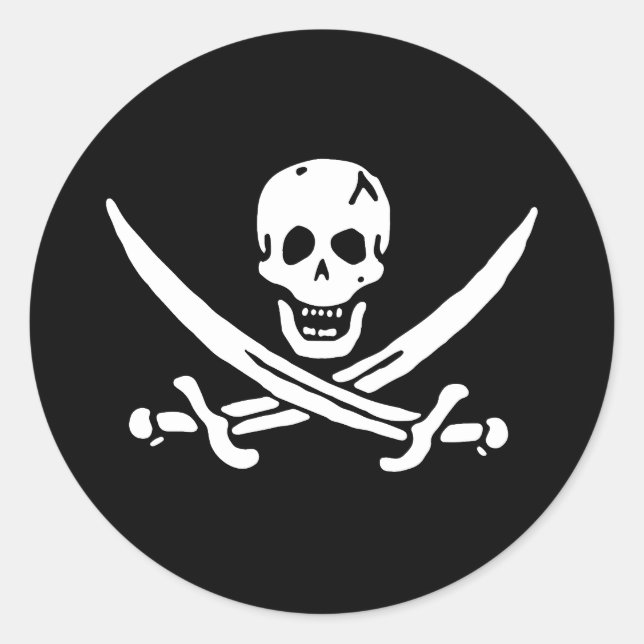 Sticker Rond Drapeau pirate (Devant)
