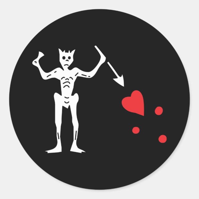 Sticker Rond Drapeau pirate de Barbe Noire (Devant)