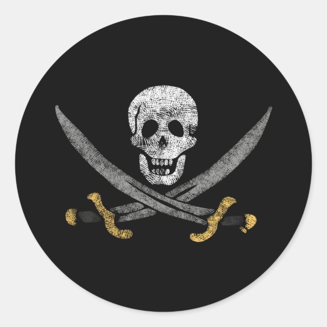Sticker Rond Drapeau pirate Jolly roger du capitaine Jack Rackh (Devant)