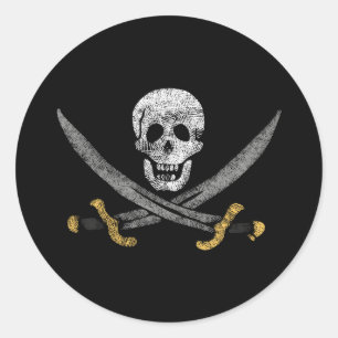 Sticker Rond Drapeau pirate Jolly roger du capitaine Jack Rackh