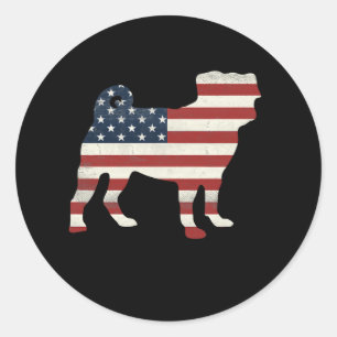 Sticker Rond Drapeau Pitbull avec USA