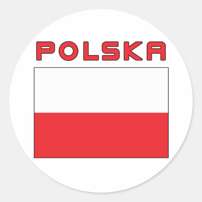 Sticker Rond Drapeau Polonais Avec Polska (Devant)