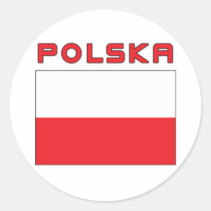 Sticker Rond Drapeau polonais avec Polska