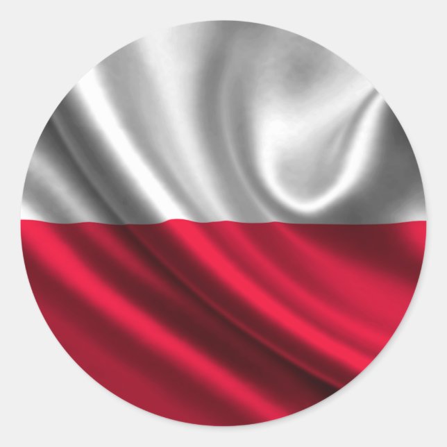 Sticker Rond Drapeau polonais de Pologne (Devant)