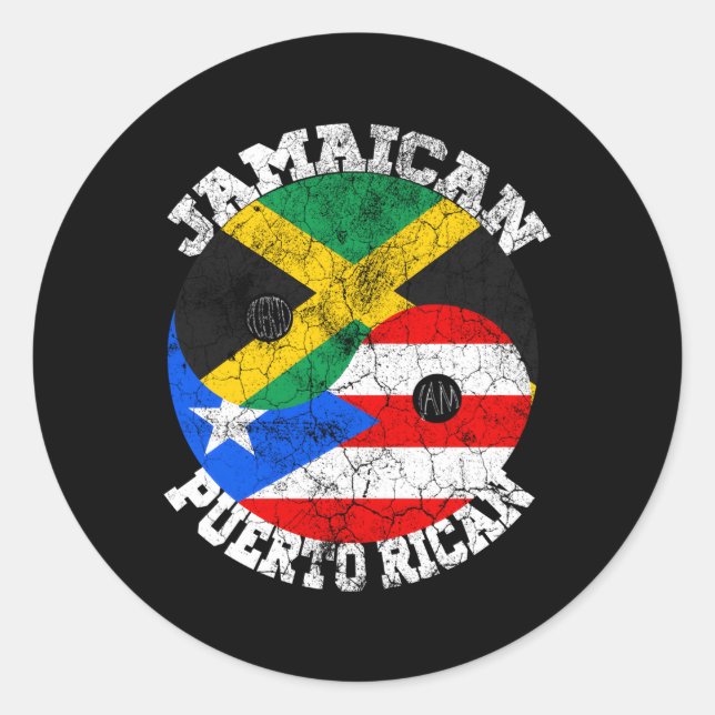 Sticker Rond Drapeau porto-ricain Jamaïcain Puerto Jamaïque (Devant)