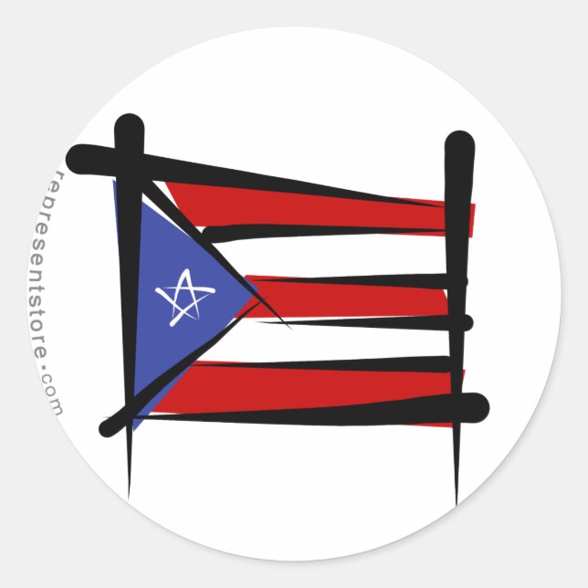 Sticker Rond Drapeau Porto Rico (Devant)