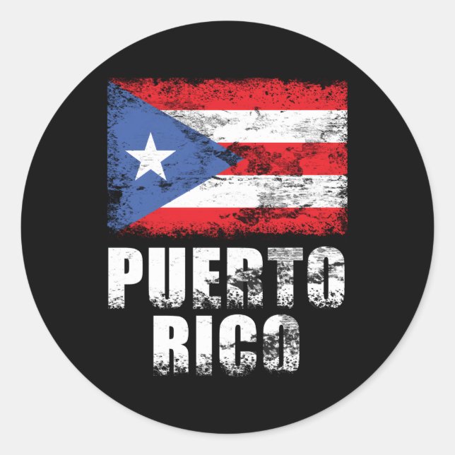 Sticker Rond Drapeau Porto Rico Boricua (Devant)