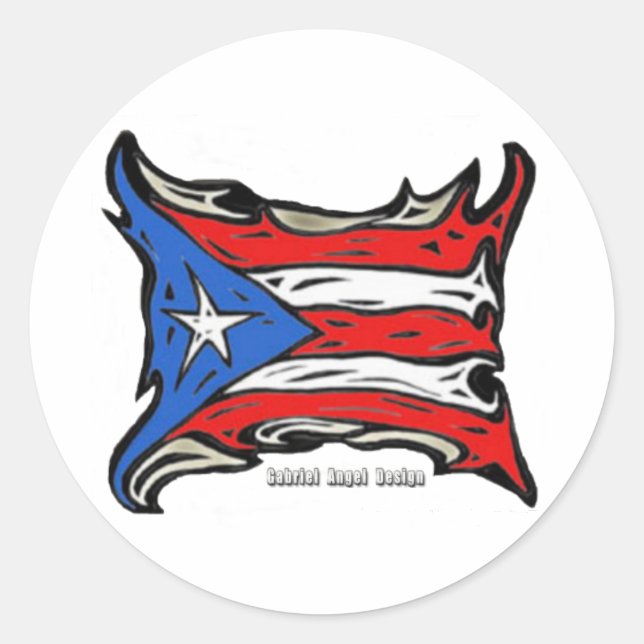 Sticker Rond Drapeau Porto Rico de Reggaeton (Devant)
