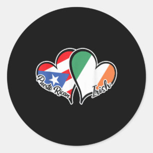 Sticker Rond Drapeau Porto Rico Irlande Demi-Porto-Rico Demi-Ir