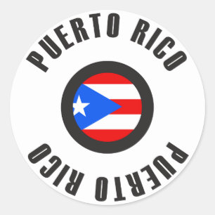 Sticker Rond Drapeau Porto Rico simple