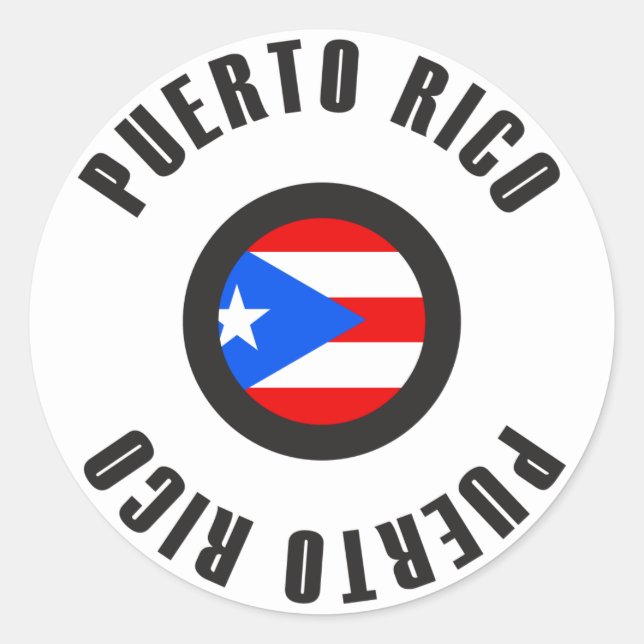 Sticker Rond Drapeau Porto Rico simple (Devant)