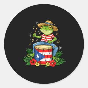 Sticker Rond Drapeau portoricain Grenouille Coqui Portoricain H