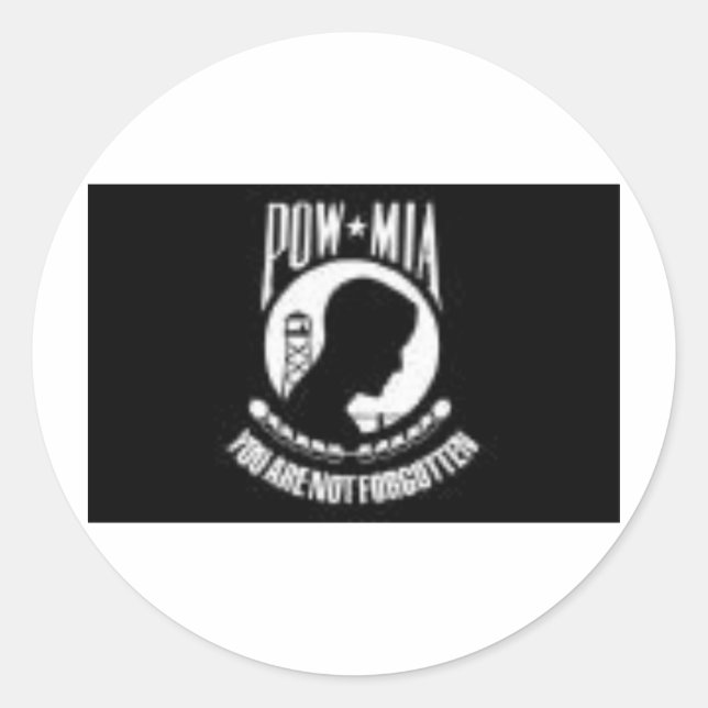 STICKER ROND DRAPEAU POW-MIA (Devant)
