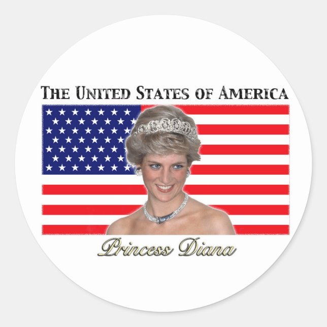 Sticker Rond Drapeau Princess Diana USA (Devant)