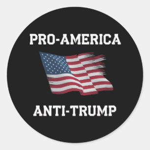 Sticker Rond Drapeau Pro America Anti Trump Vintage USA
