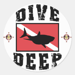Sticker Rond Drapeau profond de SCAPHANDRE de requin de piqué